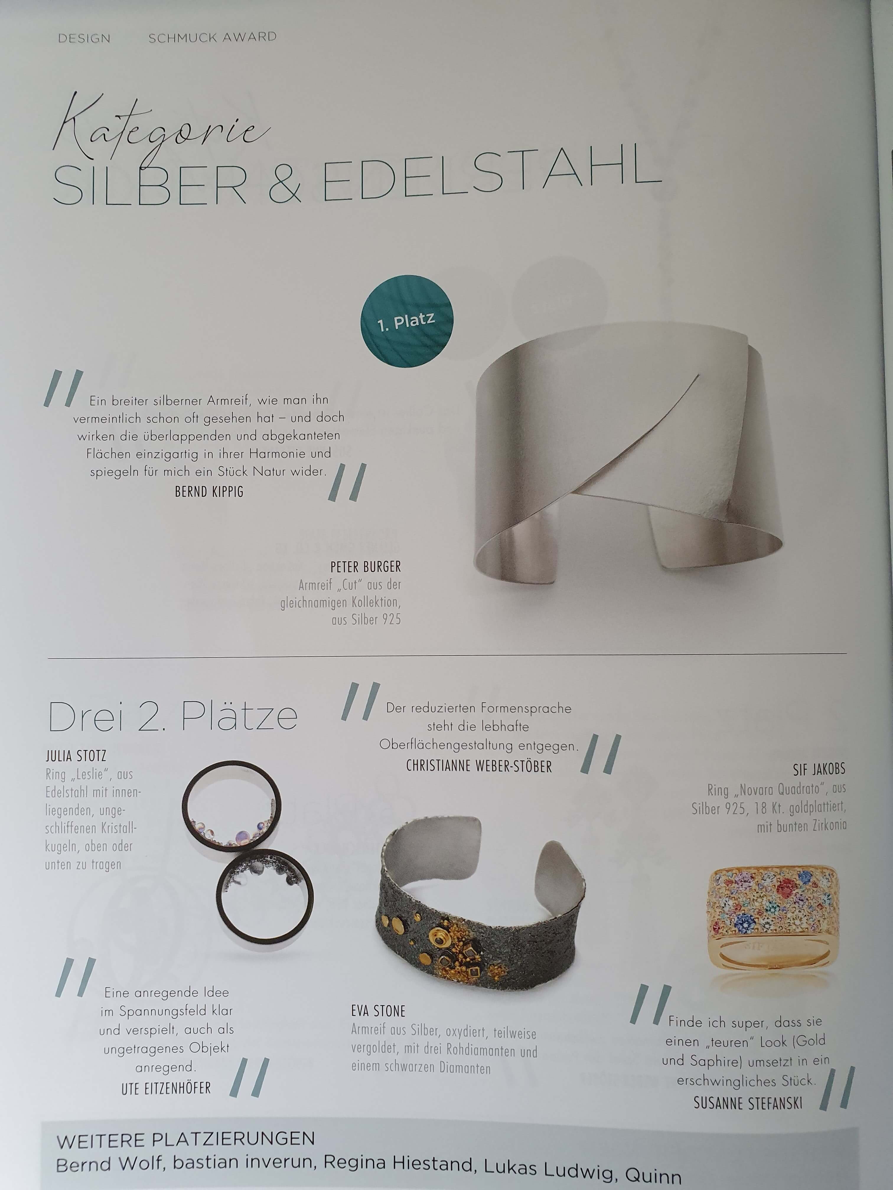 EvaStone awarded in jewelery SCHMUCK Magazine